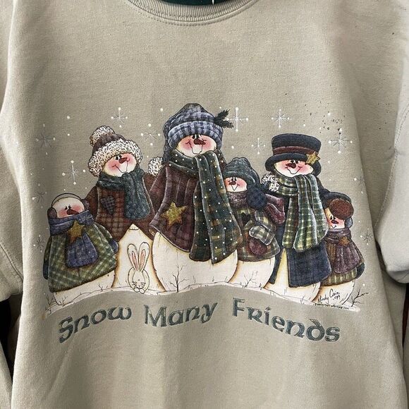 Vintage Snowman Winter Themed Sweater Size Medium - Picture 2 of 8